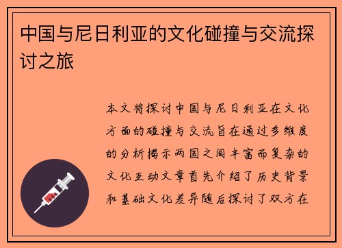 中国与尼日利亚的文化碰撞与交流探讨之旅